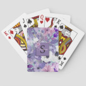 Jeu De Cartes Élégant Violet Et Violet Fleurs sauvages Et Monogr (dos)