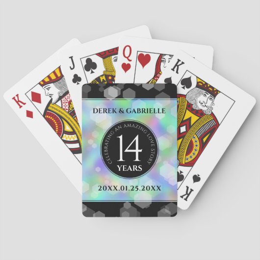 Jeu De Cartes Élégante 14ème anniversaire du Mariage Opal (dos)