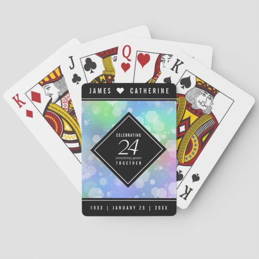 Jeu De Cartes Élégante 24e anniversaire du Mariage Opal (dos)