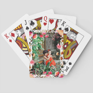 Jeu De Cartes Elégante aquarelle rose florale verte Photo