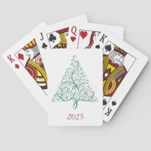 Jeu De Cartes Élégante calligraphie rouge et verte Arbre de Noël