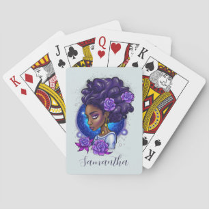 Jeu De Cartes Élégante femme Afro Rose violette