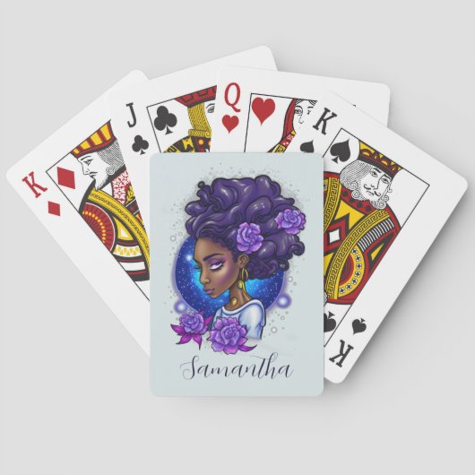 Jeu De Cartes Élégante femme Afro Rose violette (dos)