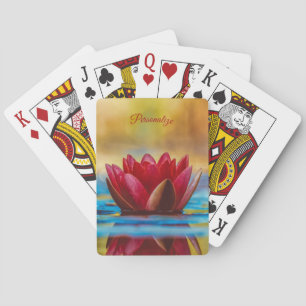 Jeu De Cartes Elégante Lily Lotus Fleur d'Eau Rouge Personnalisé