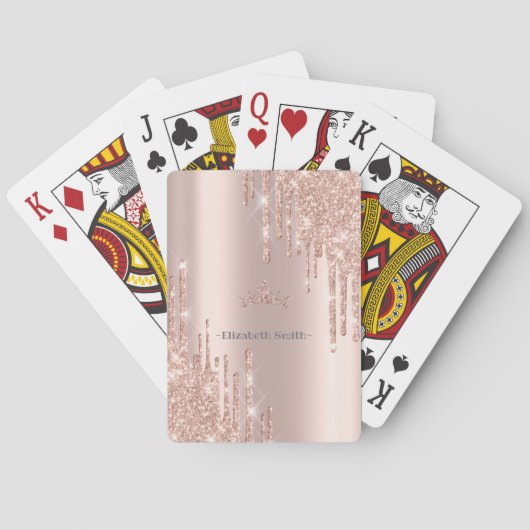Jeu De Cartes Elégante parties scintillant rose dorée, royale (dos)