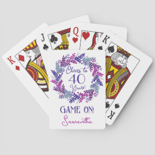 Jeu De Cartes Elégante Purple Cheers à 40 Anniversaire Fête