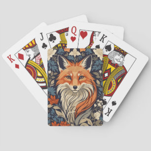 Jeu De Cartes Elégante Renard Rouge Face Forêt Faune