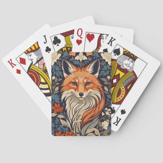 Jeu De Cartes Elégante Renard Rouge Face Forêt Faune (dos)