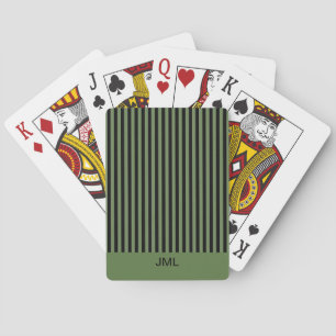 Jeu De Cartes Élégantes rayures vert foncé et noir masculines