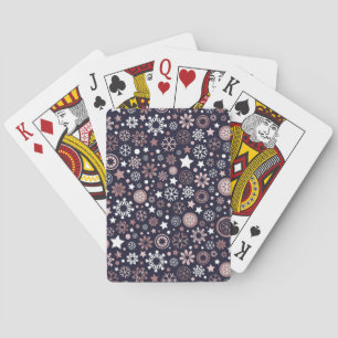 Jeu De Cartes Élégants flocons métalliques d'hiver rose moderne