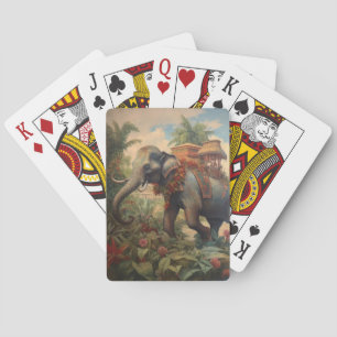 Jeu De Cartes éléphant botanique vintage avec howdah
