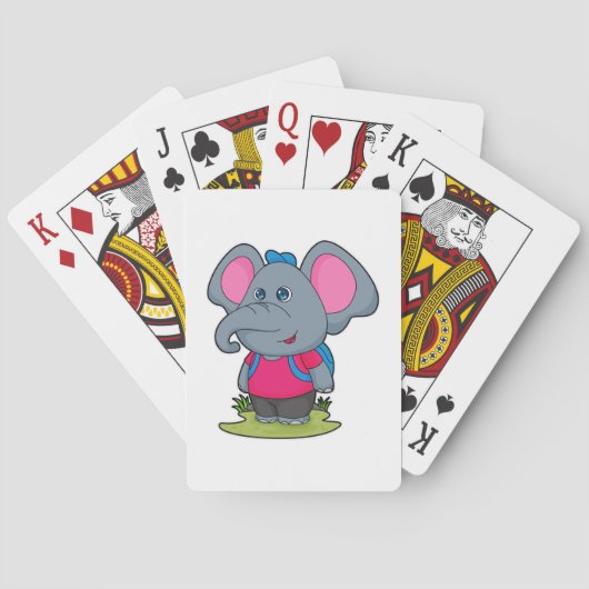 Jeu De Cartes Elephant comme randonneur avec sac à dos (dos)