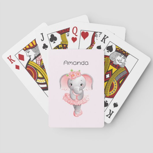 Jeu De Cartes Eléphant rose et gris mou Ballerina (dos)