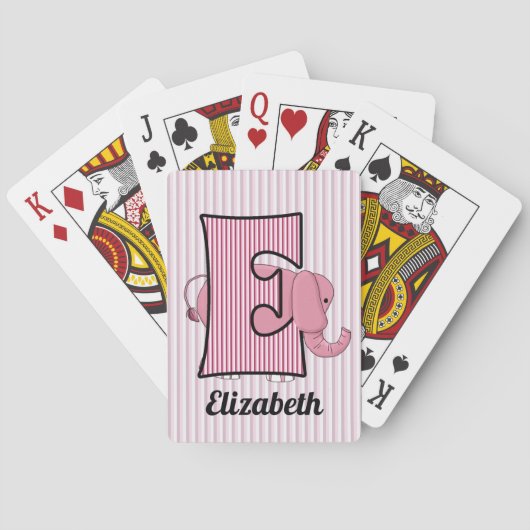 Jeu De Cartes Eléphant rose Monogrammé enfant (dos)