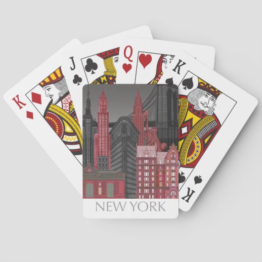 Jeu De Cartes Élévations de New York par nuit - Rouge (dos)