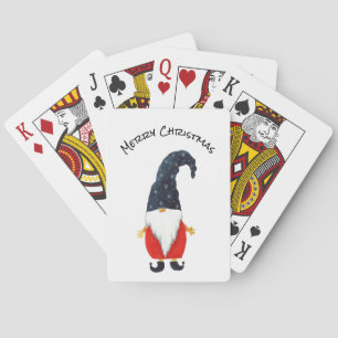 Jeu De Cartes Elfe de Noël, Gnome avec Casquette bleu Jouer des 