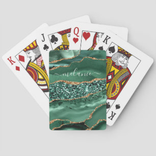 Jeu De Cartes Emerald Green Gold Personnalisé Nom Jouer Cartes