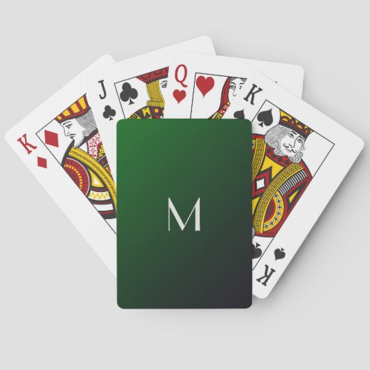 Jeu De Cartes Emerald Green Gradient - monogramme gras (dos)