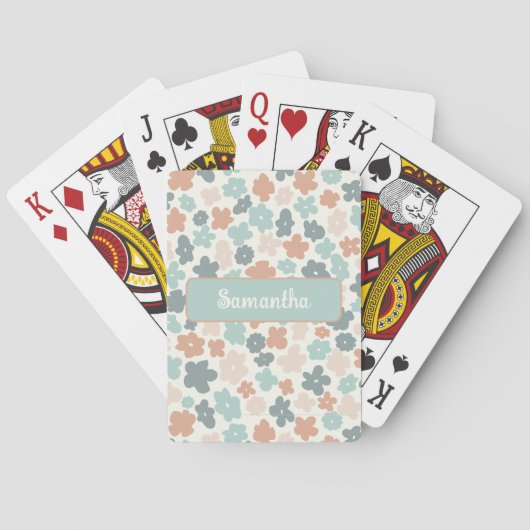 Jeu De Cartes Empreinte de fleurs pastel retro Boho (dos)