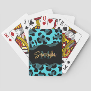 Jeu De Cartes Empreinte de léopard bleu mignon