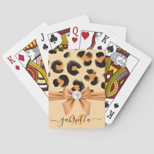 Jeu De Cartes Empreinte de léopard mignon et Bow (dos)