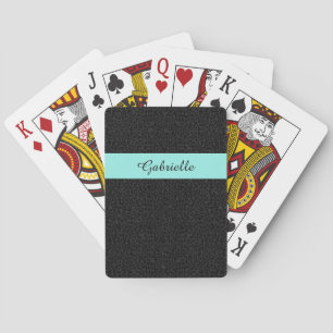 Jeu De Cartes Empreinte de léopard noir moderne Aqua Stripe avec
