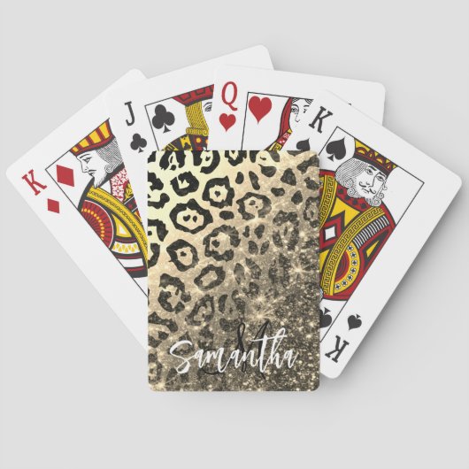 Jeu De Cartes Empreinte de léopard Parties scintillant d'or (dos)