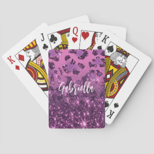 Jeu De Cartes Empreinte de léopard Parties scintillant violet