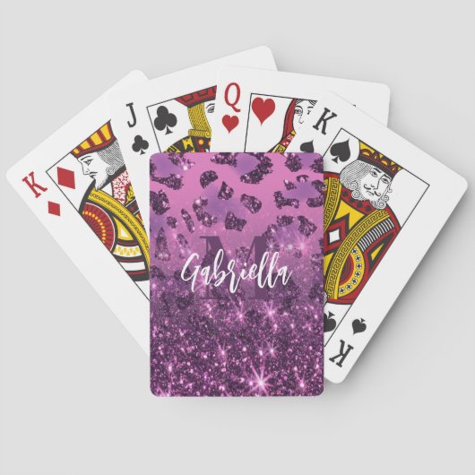 Jeu De Cartes Empreinte de léopard Parties scintillant violet (dos)