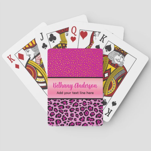 Jeu De Cartes Empreinte de léopard rose et noir personnalisé (dos)