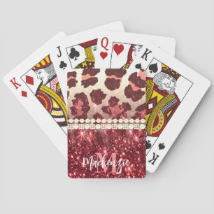 Jeu De Cartes Empreinte de léopard rose et Parties scintillant