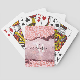 Jeu De Cartes Empreinte de léopard rose Gold