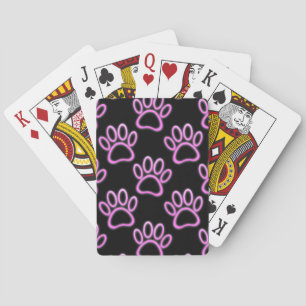 Jeu De Cartes Empreinte de patte de chien de Néon rose