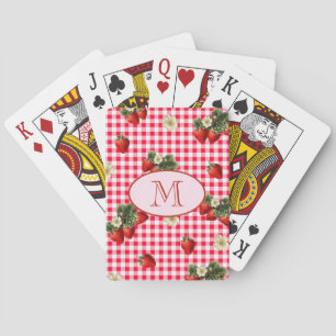 Jeu De Cartes En vichy mignonne Fraises Rouge Monogramme personn