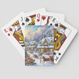 Jeu De Cartes Enchanter la scène du village de Noël