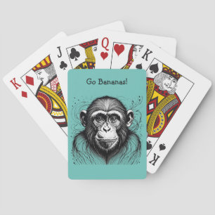 Jeu De Cartes Encre blanche noire de singe drôle Customisée