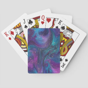 Jeu De Cartes Encre cosmique   Turquoise bleu violet Galaxie Neb