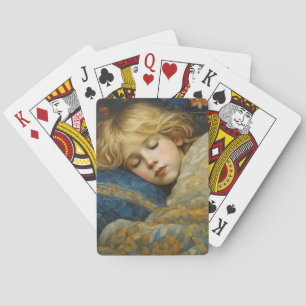 Jeu De Cartes Enfant dormant rêvé dans une courtepointe fleurie