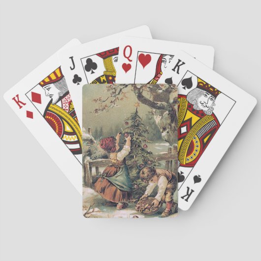 Jeu De Cartes Enfants décorant la neige des arbres de Noël (dos)