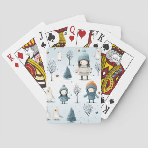 Jeu De Cartes Enfants d'hiver en train de jouer