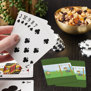 Jeu De Cartes Enfants Jouant sur une Balançoire en Pneu