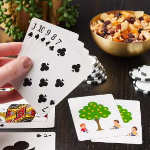 Jeu De Cartes Enfants joueurs assis sous un pommier