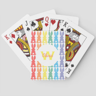 Jeu De Cartes Enfants personnalisés mignon lapin arc-en-ciel Sil