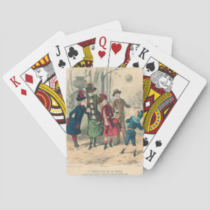 Jeu De Cartes Enfants victoriens antiques jouant au ballon Hiver