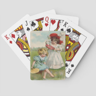 Jeu De Cartes Enfants victoriens Vintage Été Filles Jardin