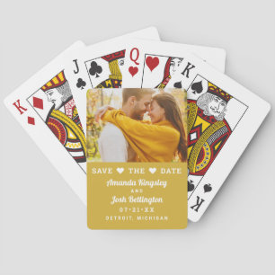 Jeu De Cartes Enregistrer la date Jaune personnalisé photo de ma