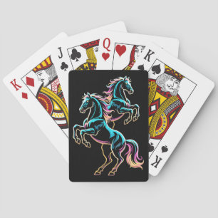 Jeu De Cartes Enseigne au néon Cheval Style Rétro Glitch