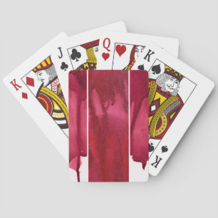 Jeu De Cartes Ensemble d'aquarelle rouge abstrait peint à la mai
