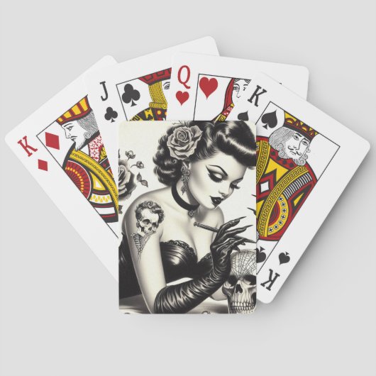 Jeu De Cartes Épingle de goth tatoué rétro (dos)