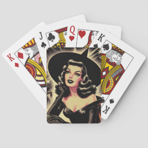 Jeu De Cartes Épingle sorcière vintage vers le haut